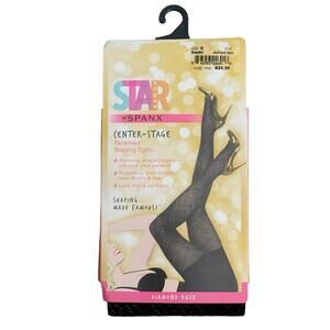 Star Power by SPANX Center-Stage Shaping Tights Black Diamond Daze Size C NEW